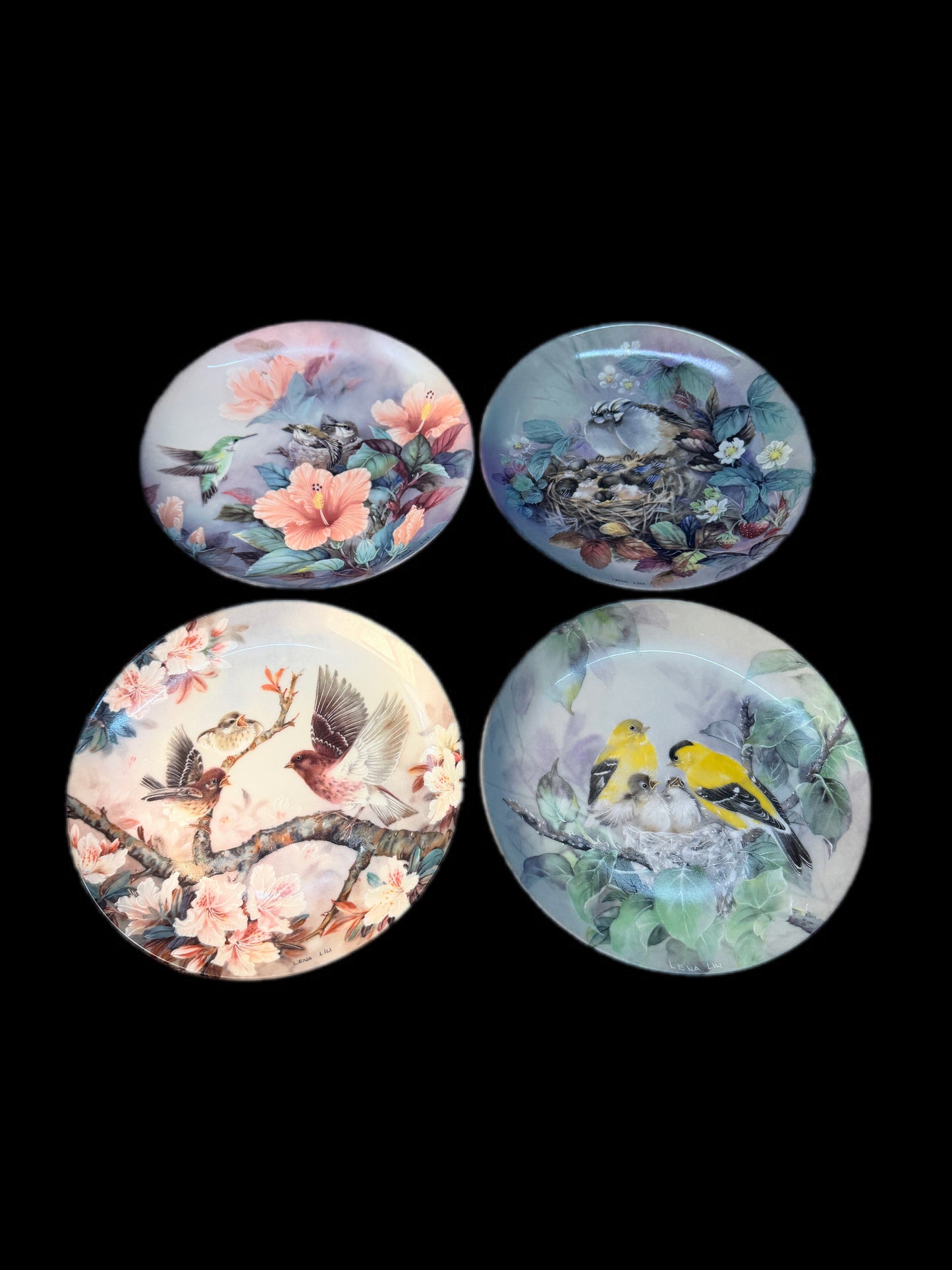 TEN 1990 LENA LIU'S NATURE'S POETRY BIRD FAMILY PLATES