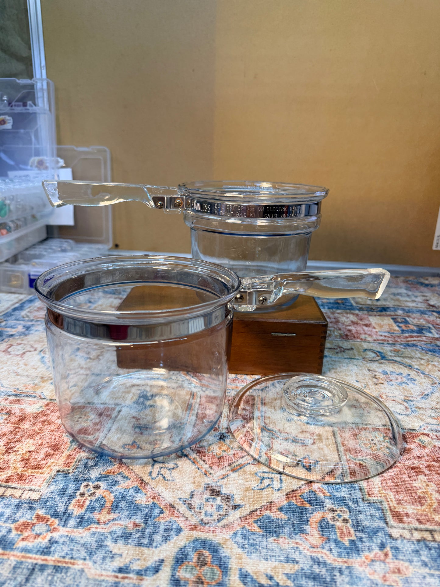 VINTAGE PYREX FLAMEWARE DOUBLE BOILER