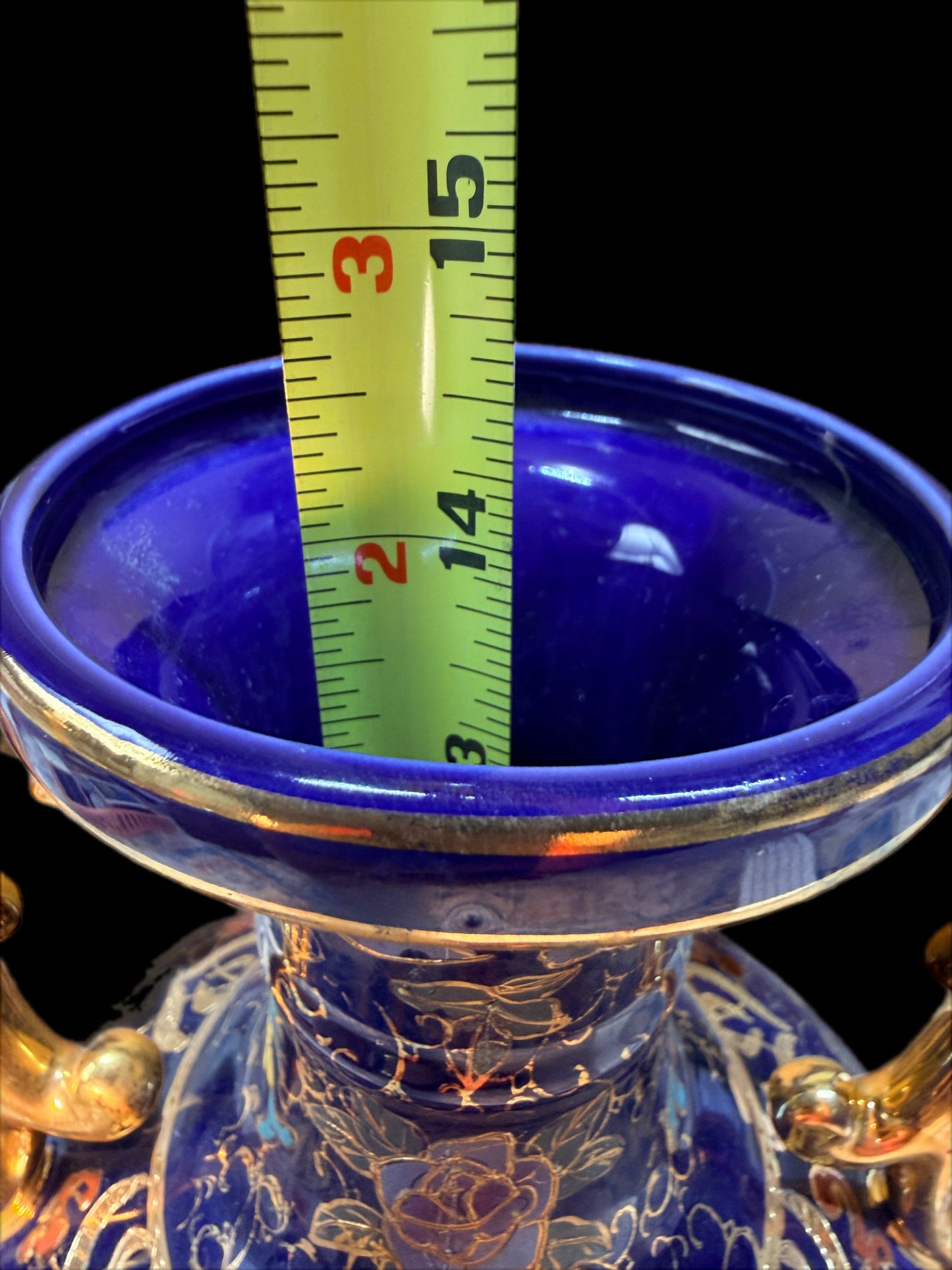 LARGE VINTAGE COBALT FRENCH COURTING VICTORIAN URN