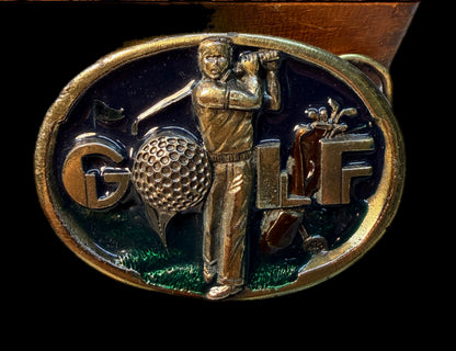 VINTAGE BRASS NUMBERED GOLF BELT BUCKLE
