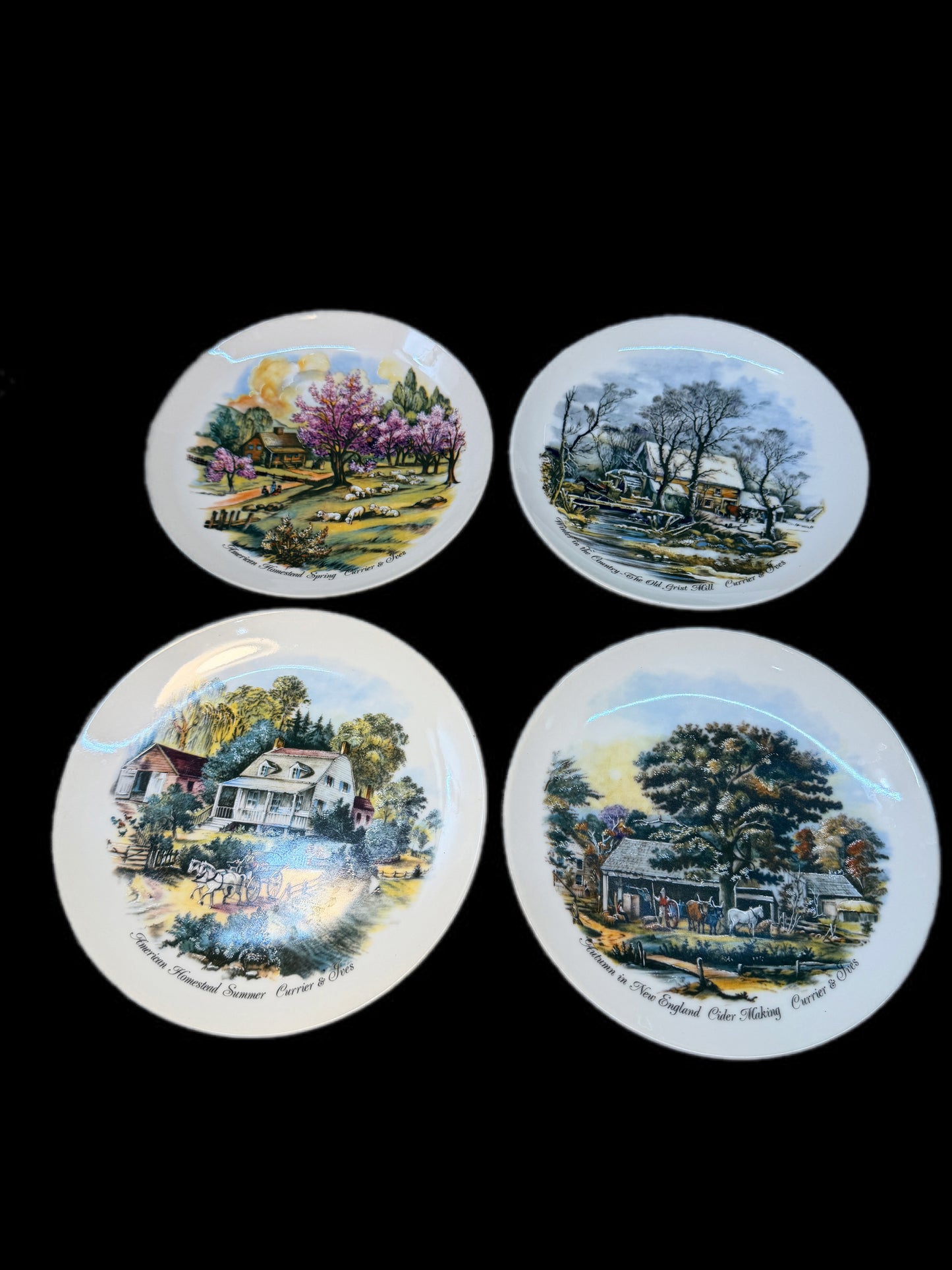 4 CURRIER & IVES AMERICAN HOMESTEAD PLATES