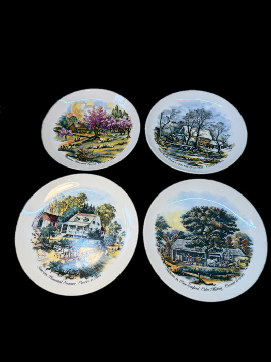 4 CURRIER & IVES AMERICAN HOMESTEAD PLATES