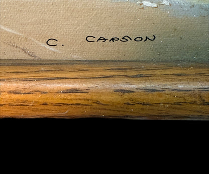 SIGNED C. CARSON OIL DUTCH ICE SKATING SCENE