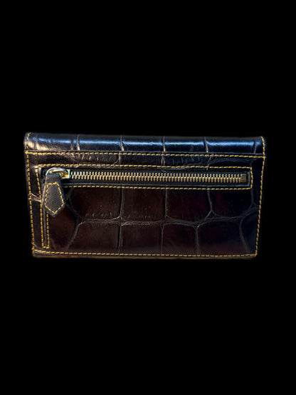 BLACK CROC-EMBOSSED LEATHER DOONEY & BOURKE WALLET