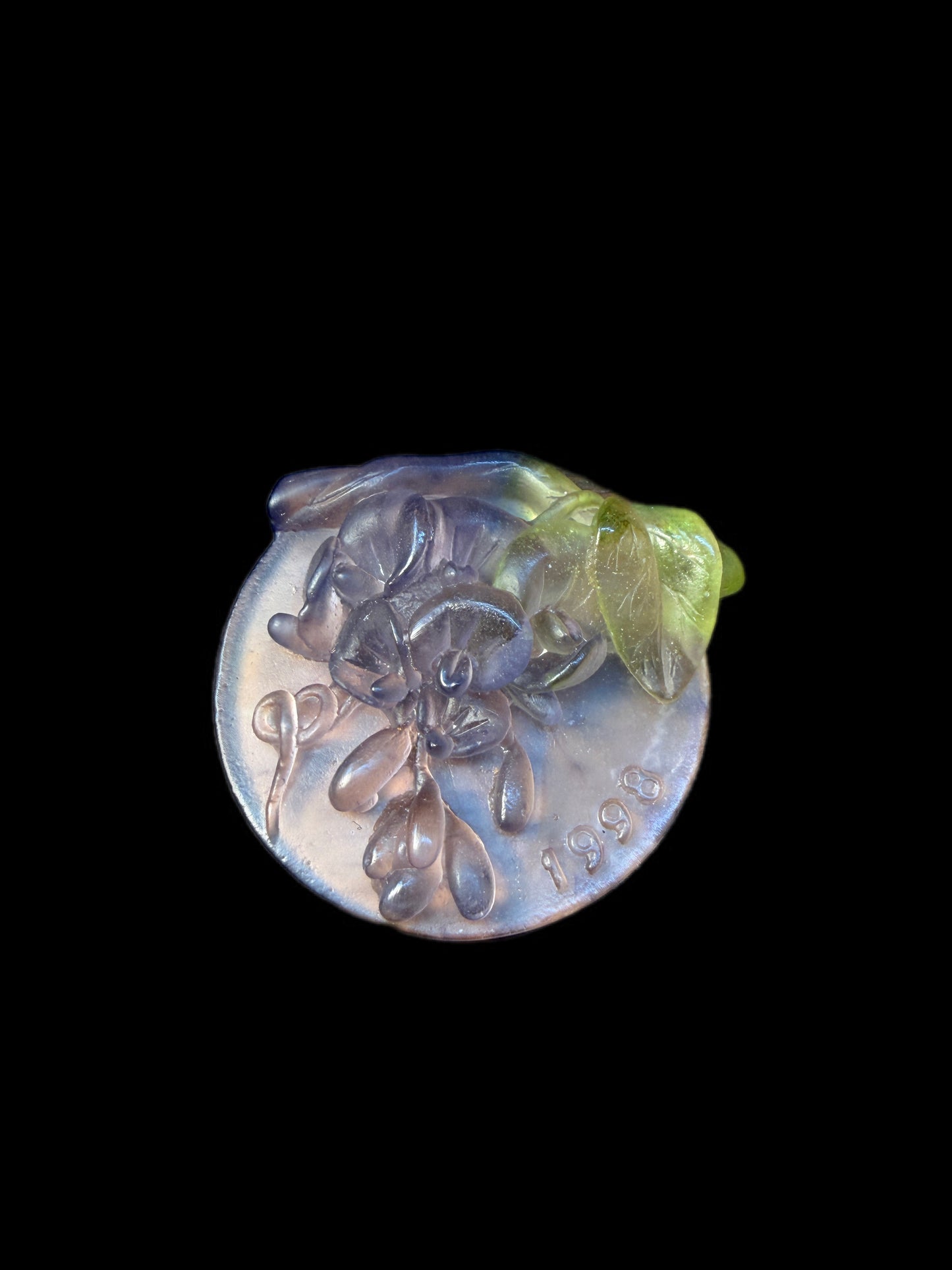 1998 SIGNED DAUM FRANCE PÂTE DE VERRE GLASS MEDALLION