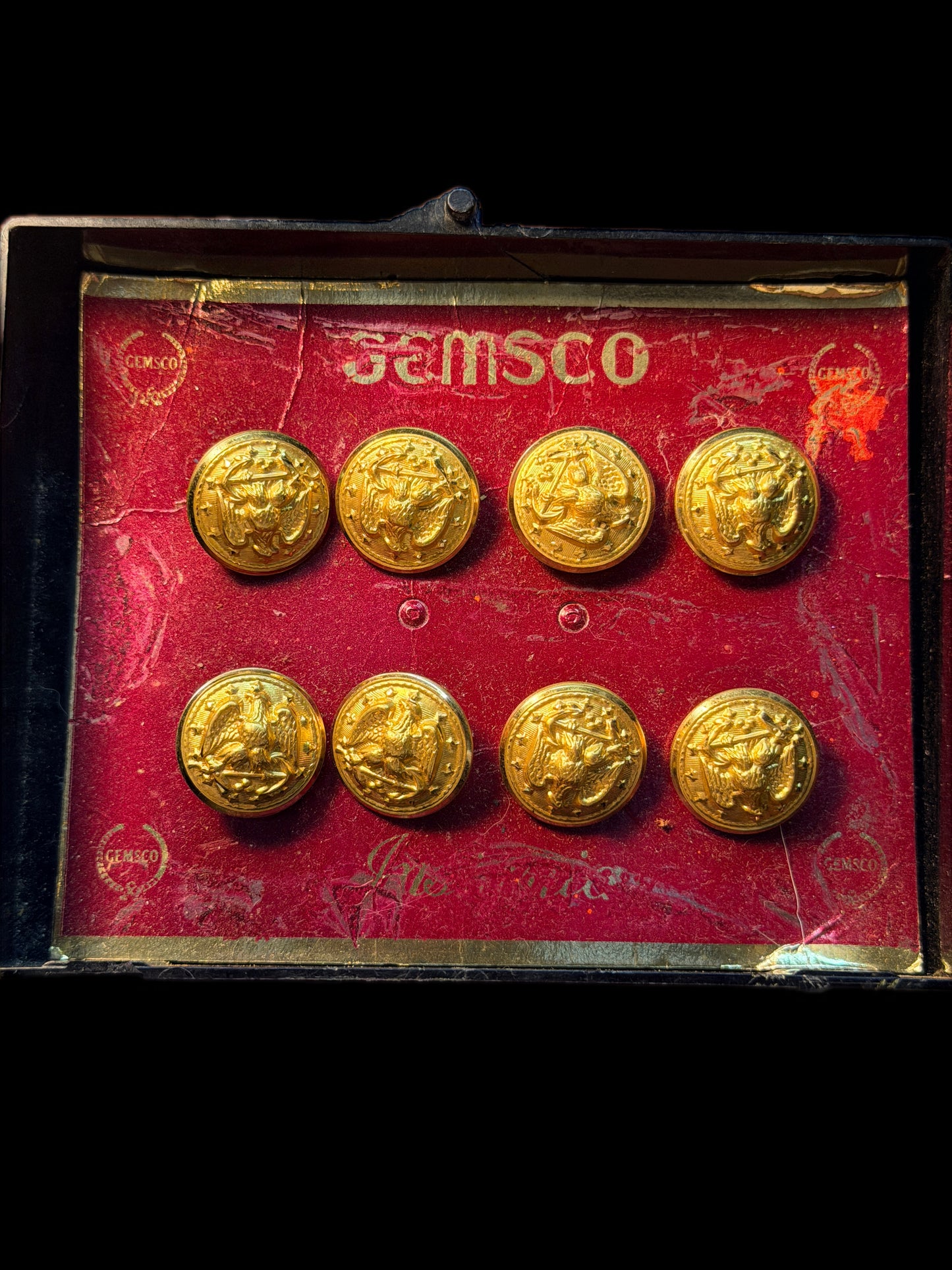 VINTAGE GEMSCO U.S. NAVY MILITARY UNIFORM GOLD PLATED BUTTONS