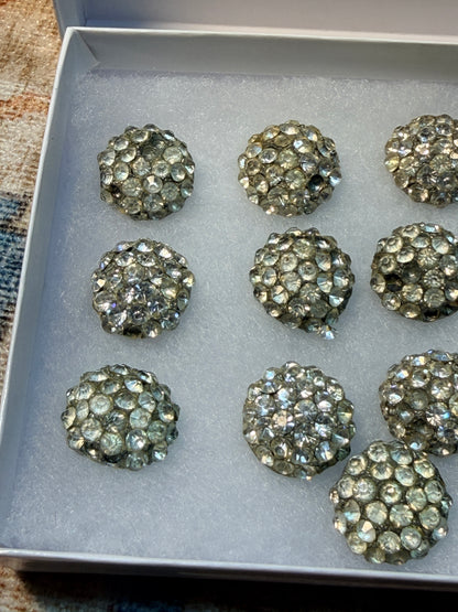 VINTAGE METAL AND RHINESTONE BUTTONS