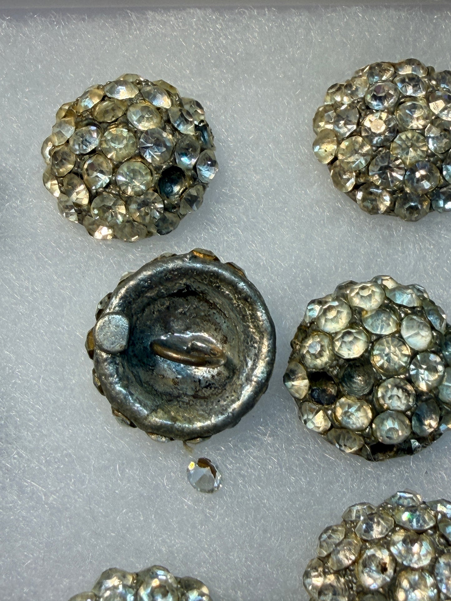 VINTAGE METAL AND RHINESTONE BUTTONS