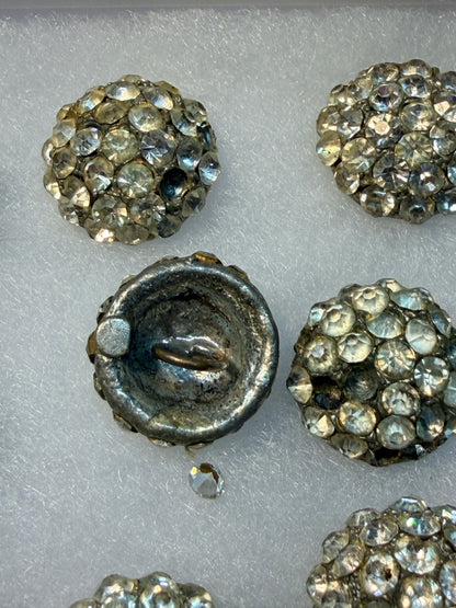 VINTAGE METAL AND RHINESTONE BUTTONS