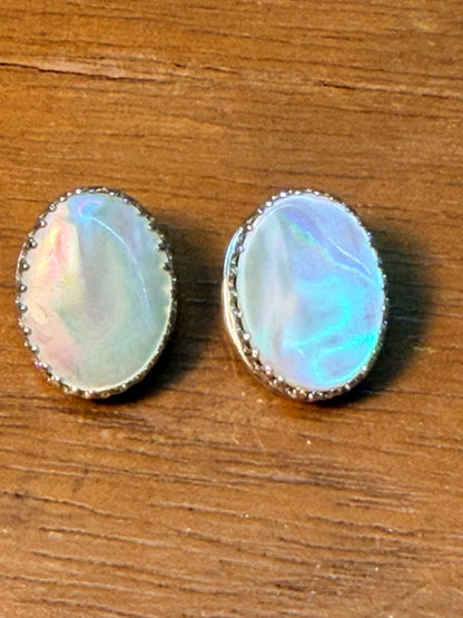 VINTAGE WHITING & DAVIS MOTHER OF PEARL EARRINGS