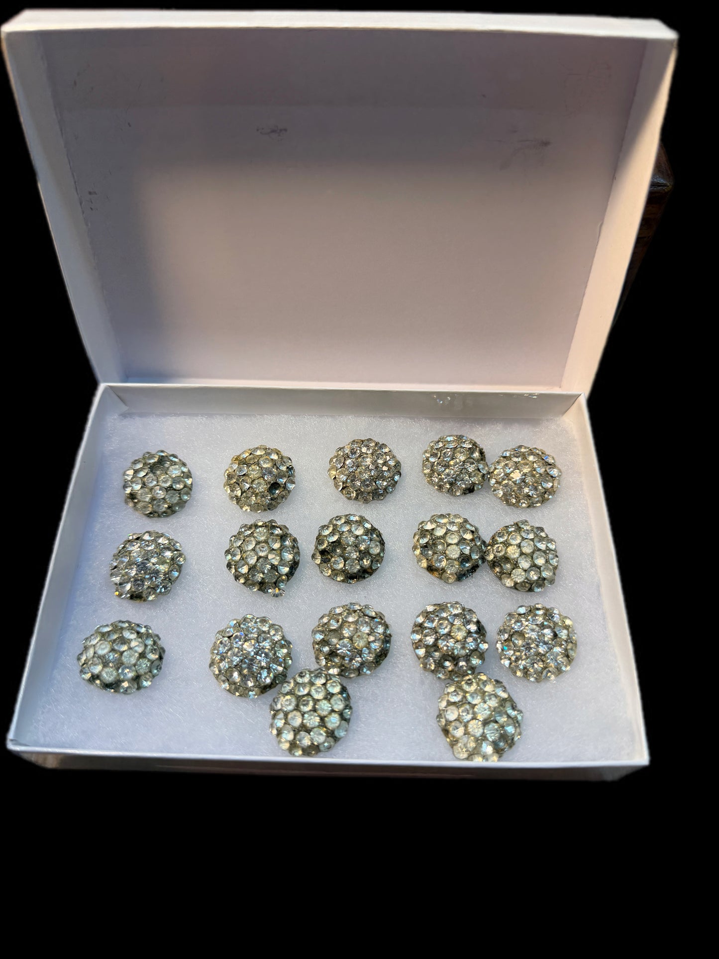 VINTAGE METAL AND RHINESTONE BUTTONS