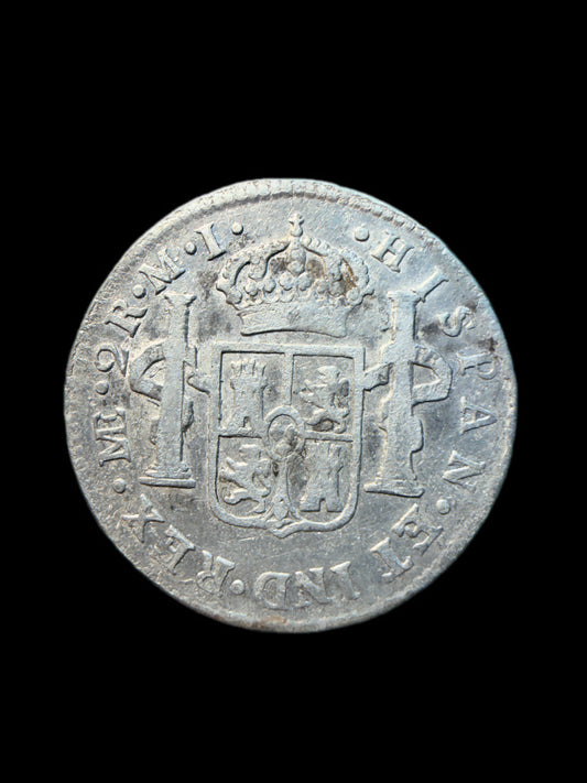1785 MEXICO 2 REALS SILVER
