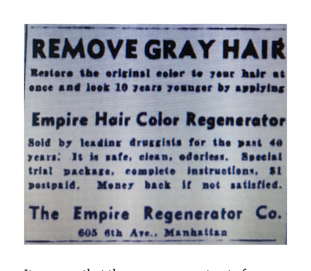 1907 THE EMPIRE HAIR REGENERATOR NY BOTTLE
