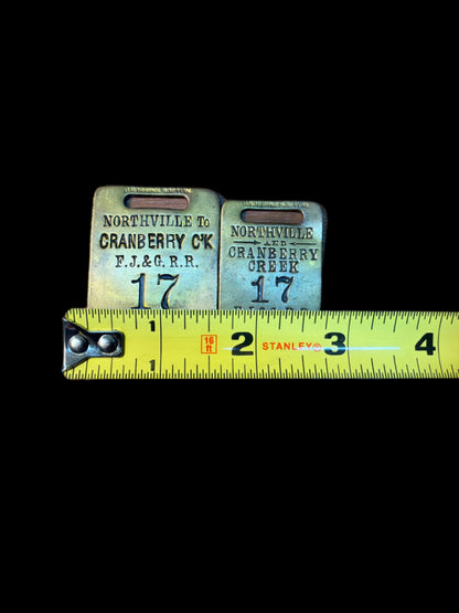ANTIQUE BRASS RAILROAD TAGS